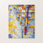 キュービズムの港の風景とボート ジグソーパズル (縦)