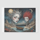 キュービズムの超現実主義の世界でダダイストの女性カップル 薄葉紙 (正面)