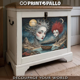 キュービズムの超現実主義の世界でダダイストの女性カップル 薄葉紙