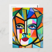 キュービズム抽象芸術顔 ポストカード (正面/裏面)