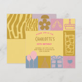 キュービッモダンクパステル大人誕生日 招待状 (正面/裏面)