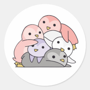 キューピオロマン国旗のプライドLgbtqかわいいペンギン ラウンドシール