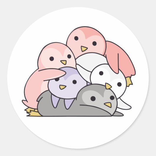 キューピオロマン国旗のプライドLgbtqかわいいペンギン ラウンドシール (正面)