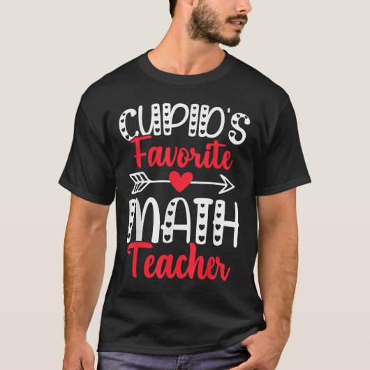 キューピッお気に入りのズ数学先生数学バレンタイン Tシャツ (正面)
