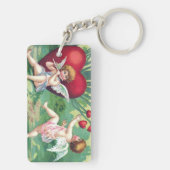 キューピッよくはしゃぐズレトロかわいいヴィンテージバレンタインハート キーホルダー (裏面)