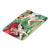 キューピッよくはしゃぐズレトロかわいいヴィンテージバレンタインハート マグネット (左側)