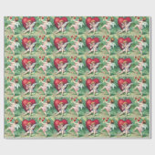 キューピッよくはしゃぐズレトロかわいいヴィンテージバレンタインハート ラッピングペーパー (フラット)