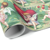 キューピッよくはしゃぐズレトロかわいいヴィンテージバレンタインハート ラッピングペーパー (ロールコーナー)