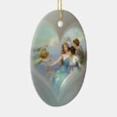キューピッドおよび女性とのハート セラミックオーナメント (右)