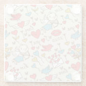 キューピッドが付いているバレンタインデーパターン ガラスコースター (裏面)