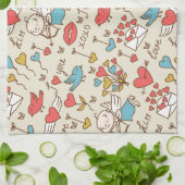 キューピッドが付いているバレンタインデーパターン キッチンタオル (折り畳み)