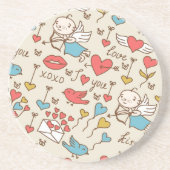 キューピッドが付いているバレンタインデーパターン コースター (正面)