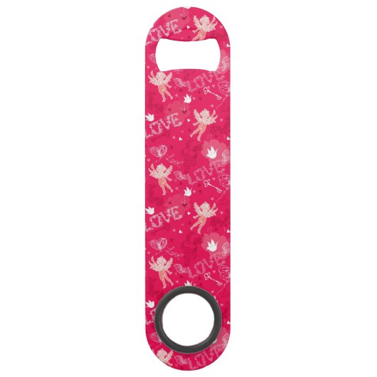 キューピッドが付いているバレンタインデーパターン スピード栓抜き (正面)