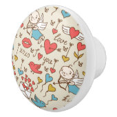 キューピッドが付いているバレンタインデーパターン セラミックノブ (右)