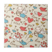 キューピッドが付いているバレンタインデーパターン タイル (正面)