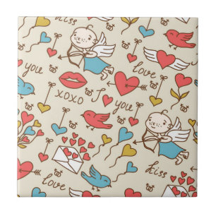 キューピッドが付いているバレンタインデーパターン タイル