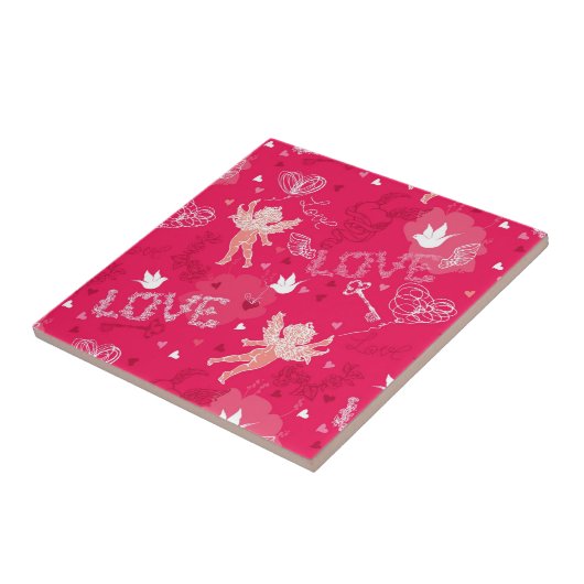 キューピッドが付いているバレンタインデーパターン タイル (側面)