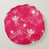 キューピッドが付いているバレンタインデーパターン ラウンドクッション (裏面)