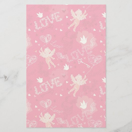 キューピッドが付いているバレンタインデーパターン 便箋 (正面)