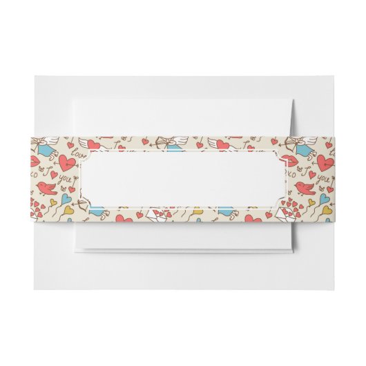 キューピッドが付いているバレンタインデーパターン 招待状ベリーバンド (正面例)