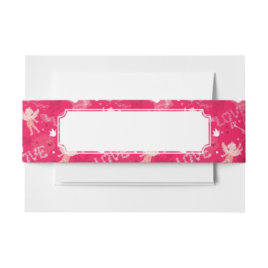 キューピッドが付いているバレンタインデーパターン 招待状ベリーバンド (正面例)