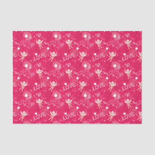 キューピッドが付いているバレンタインデーパターン 薄葉紙 (正面)