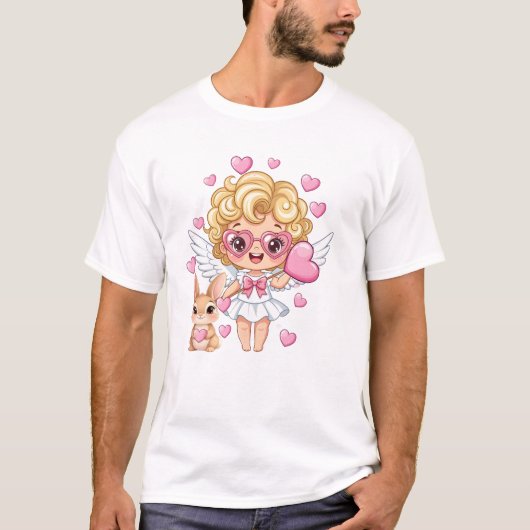 キューピッドとウサギのダンス Tシャツ (正面)