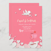 キューピッドとカクテルのパーティの招待状 招待状 (正面/裏面)