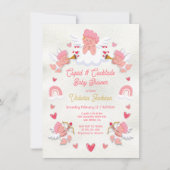 キューピッドとカクテルバレンタインデー赤ちゃんシャワー 招待状 (正面)