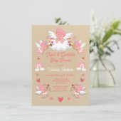 キューピッドとカクテルバレンタインデー赤ちゃんシャワー 招待状 (スタンド正面)