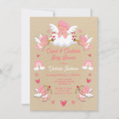 キューピッドとカクテルバレンタインデー赤ちゃんシャワー 招待状 (正面)