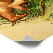 キューピッドとカーネーションヴィンテージバレンタイン ポスター (角)