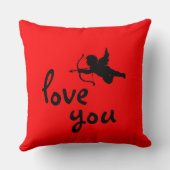 キューピッドとハートシルエット「愛する」装飾用クッション クッション (裏面)