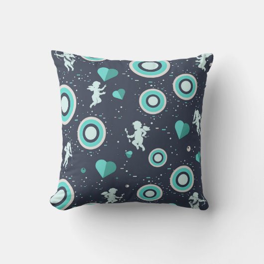 キューピッドとハートデジタルデザイン クッション (正面)