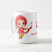 キューピッドのかわいい弓と矢 コーヒーマグカップ (正面左)
