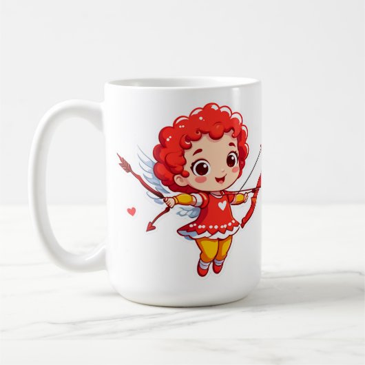 キューピッドのかわいい弓と矢 コーヒーマグカップ (左)