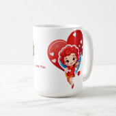 キューピッドのかわいい弓と矢 コーヒーマグカップ (正面右)