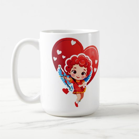 キューピッドのかわいい弓と矢 コーヒーマグカップ (左)
