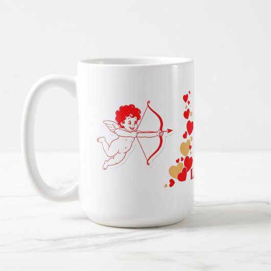 キューピッドのかわいい弓と矢 コーヒーマグカップ (左)