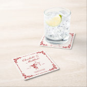 キューピッドのアロー赤ヴィンテージウェディング スクエアペーパーコースター (インサイチュ)