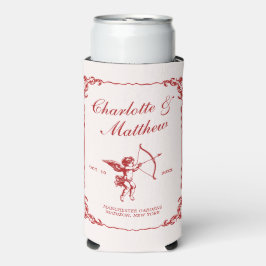 キューピッドのアロー赤ヴィンテージウェディング スリム缶クーラー