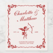 キューピッドのアロー赤ヴィンテージウェディング ワインラベル (シングルラベル)