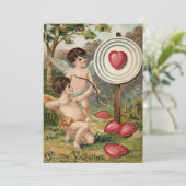 キューピッドのハートと弓のターゲット ウェディング招待状 招待状 (スタンド正面)
