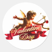 「キューピッドのフライト – バレンタインデーの優雅さ» ラウンドシール (正面)