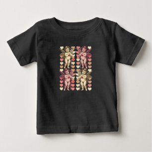 キューピッドの大きなリボン レトロなバレンタインデー ベビーTシャツ