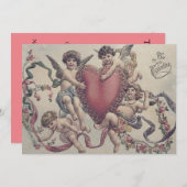 キューピッドの天使のハートの結婚式招待状 招待状 (正面/裏面)