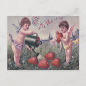 キューピッドの天使の天使の水まきのハート ポストカード (正面)