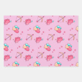 キューピッドの弓矢とハートのキュートなバレンタインデーのデザイン ラッピングペーパーシート (正面)