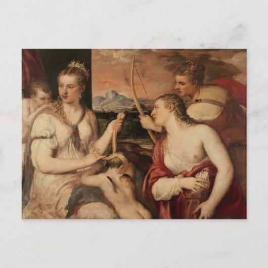 キューピッドの教育， c.1565 ポストカード (正面)