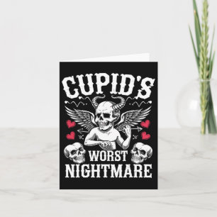 キューピッドの最悪の怖い夜のドクロアートバレンタインデー カード